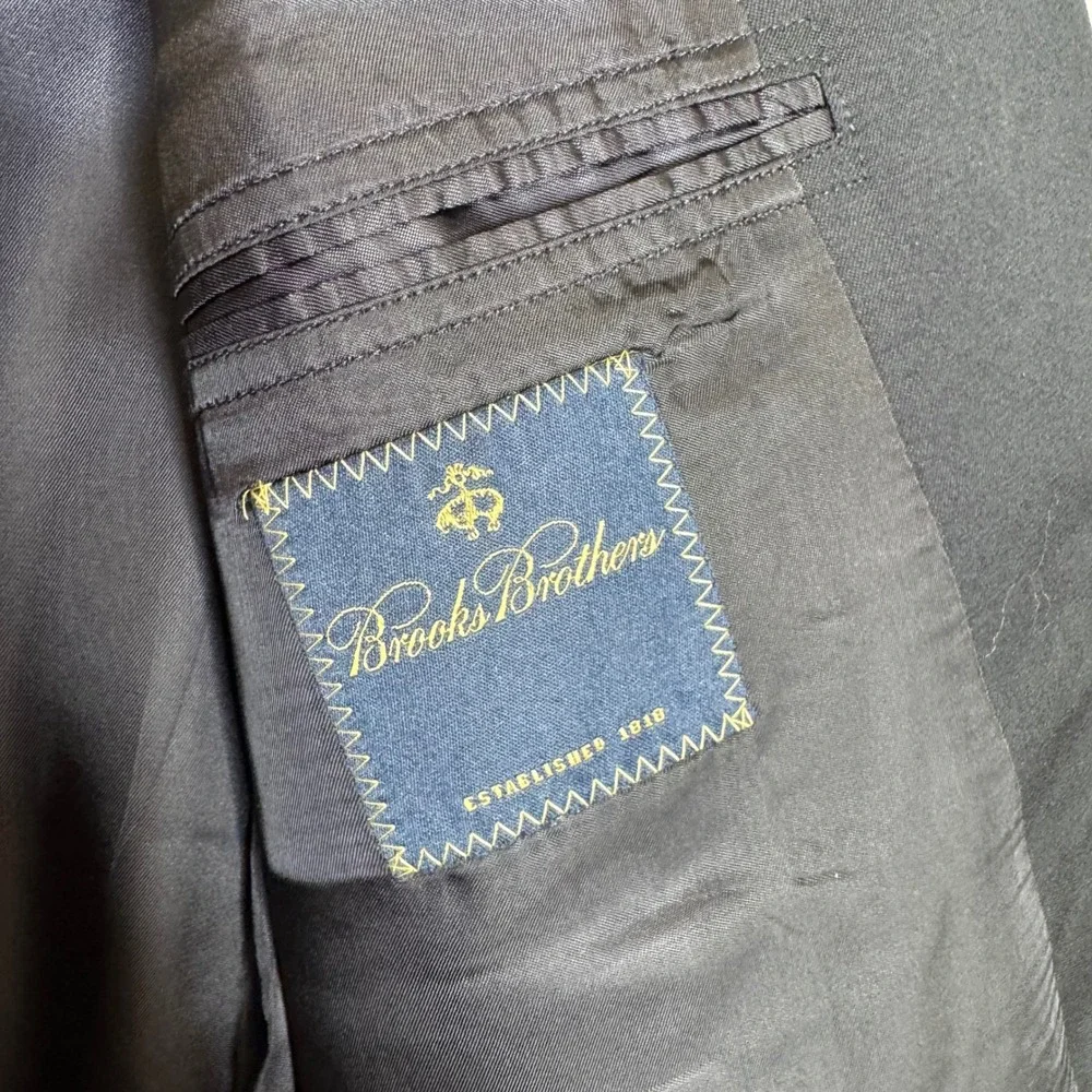 Brooks Brothers Mens 43 LG Black Super 110s Worsted Wool Blazer Sport Coat USA
